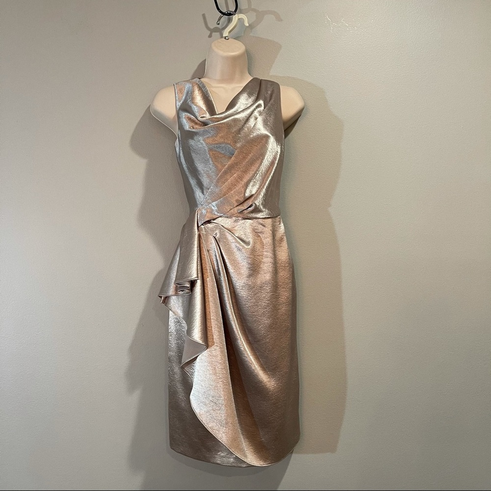 Muted Gold Ruffled Anne Klein Dress